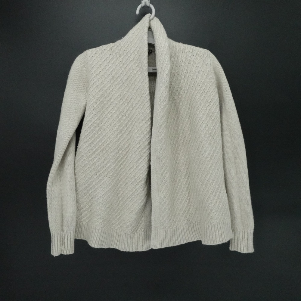Theory Cardigan Womens Medium Beige Wool Cashmere Textured Open Front‎ Luxury